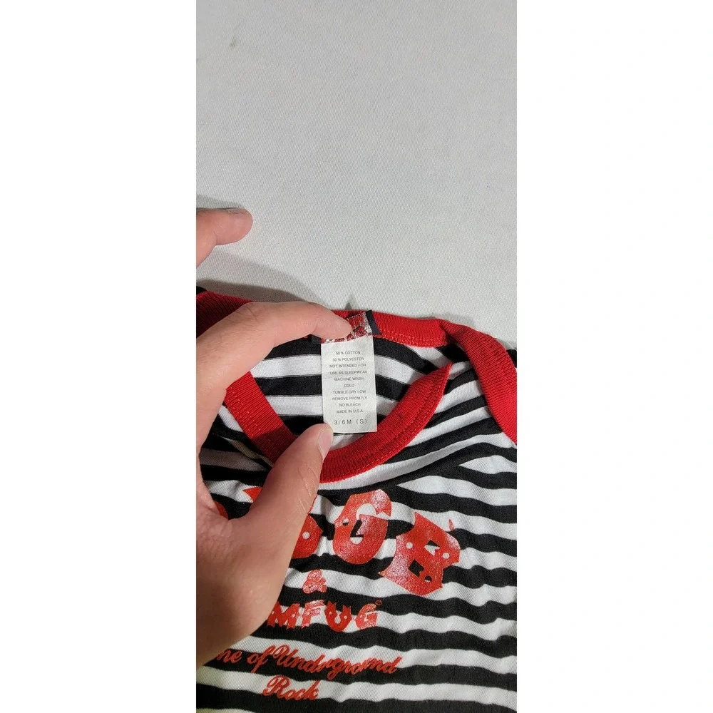 CBGB OMFUG Infant Bodysuit 3-6M Black White Striped Punk Rock Music Band Tee